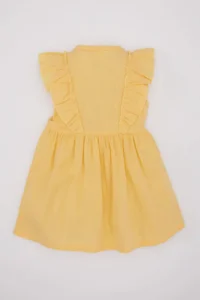 DeFacto Baby Girl Sleeveless Linen Look Dress - Image 7