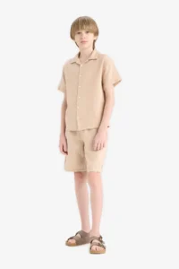 DeFacto Elastic Waist Muslin Shorts Boys'