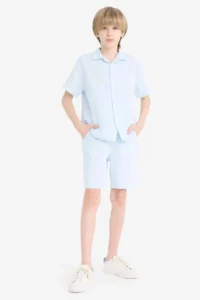 DeFacto Elastic Waist Muslin Shorts Boys' - Image 2