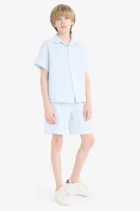 DeFacto Elastic Waist Muslin Shorts Boys' - Image 3