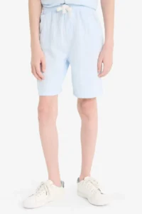 DeFacto Elastic Waist Muslin Shorts Boys' - Image 4