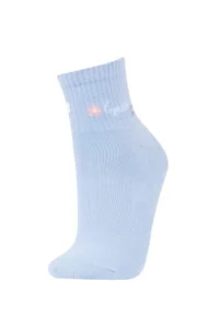 DeFacto Women's Slogan Printed Comfortable Elastic 5-Piece Cotton Socks - Image 2