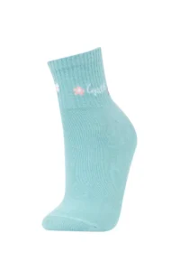 DeFacto Women's Slogan Printed Comfortable Elastic 5-Piece Cotton Socks - Image 3