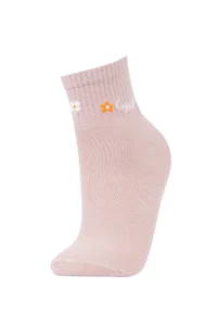 DeFacto Women's Slogan Printed Comfortable Elastic 5-Piece Cotton Socks - Image 4