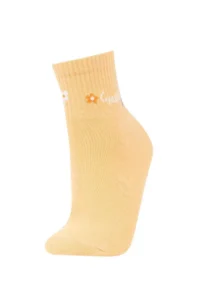 DeFacto Women's Slogan Printed Comfortable Elastic 5-Piece Cotton Socks - Image 5