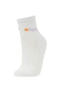 DeFacto Women's Slogan Printed Comfortable Elastic 5-Piece Cotton Socks - Image 6
