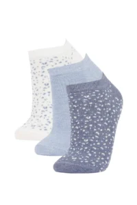 DeFacto Women's Animal Patterned 3-Piece Cotton Booties Socks
