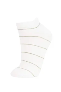 DeFacto Women's 3-Piece Cotton Polka Dot and Striped Booties Socks - Image 3