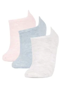 DeFacto Women's Basic Plain 3-Piece Cotton Sneaker Socks