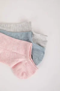 DeFacto Women's Basic Plain 3-Piece Cotton Sneaker Socks - Image 5