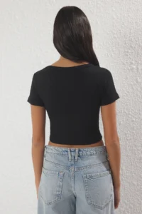 TRENDYOLMİLLA Black-Black Crop 2 Sets Package slim/Fitting Knitting Blouse - Image 4