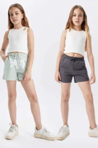 DeFacto Girls' Printed 2 Sets Shorts