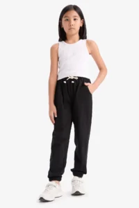 DeFacto Black Girls' Sweatpants with Elastic Waist Z8779A6/BK81 - Image 5