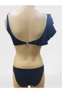 Kom Black Bikini Set with Frilly Gold Piping Detail - Image 3