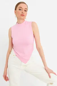 Cool & Sexy Women Pink Sleeveless Crop Blouse