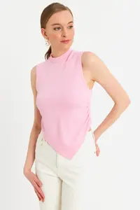 Cool & Sexy Women Pink Sleeveless Crop Blouse - Image 2