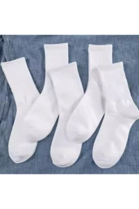 BGK Unisex White College Plain Desensiz Socks 6 Adet