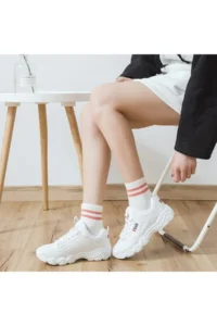 BGK Unisex White Cotton Economical Patterned Tennis Socks 8 Pairs - Image 3