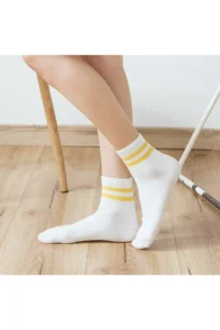 BGK Unisex White Cotton Economical Patterned Tennis Socks 8 Pairs - Image 4