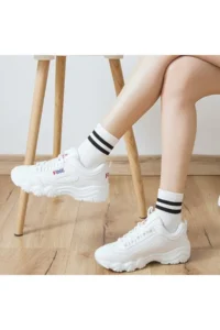 BGK Unisex White Cotton Economical Patterned Tennis Socks 8 Pairs - Image 5