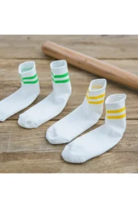 BGK Unisex White Cotton Economical Patterned Tennis Socks 8 Pairs - Image 6