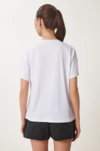 Happiness İstanbul Women's White Flower Embroidered Cotton Knitted T-Shirt - Image 4