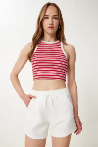 Happiness İstanbul Women Ecru Knitting Tracksuit Shorts