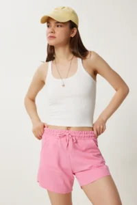 Happiness İstanbul Women Pink Knitting Tracksuit Shorts - Image 2