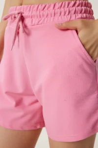 Happiness İstanbul Women Pink Knitting Tracksuit Shorts - Image 5