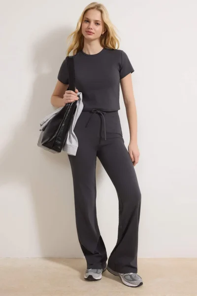TRENDYOLMİLLA Anthracite Fitted Flexible Knitting Knitting Bottom - Top Set