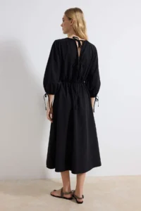 TRENDYOLMİLLA Black Back Binding Detailed Midi Weaving Dress - Image 4