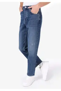 Colin's Loose Straight Fit Mid Waist Straight Leg Men's Indigo Jeans Pants - Image 4