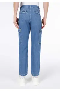Colin's Cargo Fit Mid Waist Straight Leg Cargo Pocket Men's Indigo Jeans Pants - Image 2