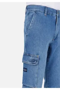 Colin's Cargo Fit Mid Waist Straight Leg Cargo Pocket Men's Indigo Jeans Pants - Image 5
