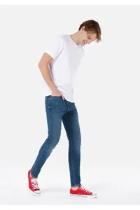 Colin's Skinny Fit High Waist Narrow Leg Men's Indigo Denim Jean Trousers - Image 3