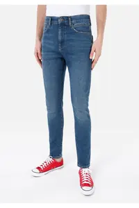 Colin's Skinny Fit High Waist Narrow Leg Men's Indigo Denim Jean Trousers - Image 4