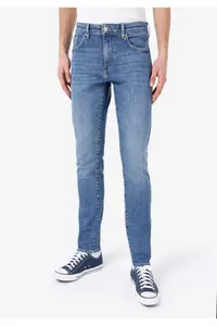 Colin's slim Fit Low Waist Narrow Leg Zippered Men's Mid Indigo denim Jeans Pants - Image 4