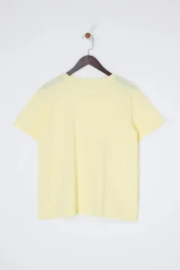 Trendyol Curve Yellow Regular Fit Basic Crew Neck 100% Cotton Knitting Plus Size T-Shirt - Image 5