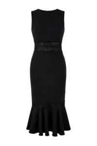 TRENDYOLMİLLA Black Lace Detailed Weaving Midi Elegant/Evening Dress - Image 5