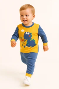 aden kids Boy's Dinosaur Printed Cotton Pajama Set 0-5 Years - Seasonal, Suitable for Daily Use - Image 3