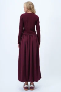 Trend Alaçatı Stili Women's Burgundy Double Pocket Lined Maxi Length Bubble Skirt Alc-X14348 - Image 6