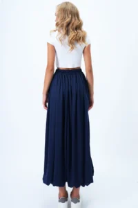 Trend Alaçatı Stili Women's Navy Blue Double Pocket Lined Maxi Length Bubble Skirt Alc-X14348 - Image 6