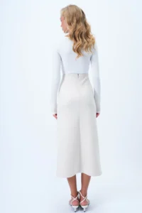 Trend Alaçatı Stili Women's Ecru Hidden Zipper Stitching Detailed Faux Suede Maxi Length Skirt Alc-X14407 - Image 6