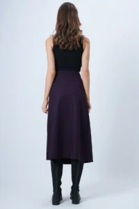Trend Alaçatı Stili Women's Plum Leather Wrapped Cut Midi Length Velvet Skirt with Belt Accessories ALC-X14570 - Image 7