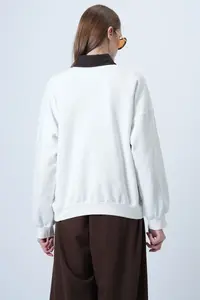 Trend Alaçatı Stili Women's Ecru Front Printed Oversized Cotton Sweatshirt ALC-X14651 - Image 8