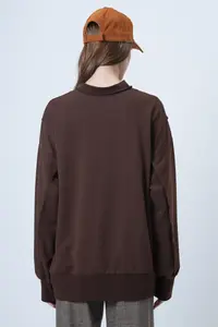 Trend Alaçatı Stili Women's Brown Stitching Detailed Oversized Design Sweatshirt ALC-X14662 - Image 7