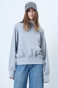 Trend Alaçatı Stili Oversized Design Sweatshirt with Grimelange Stitching Detail