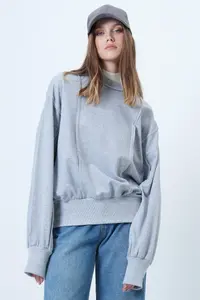Trend Alaçatı Stili Oversized Design Sweatshirt with Grimelange Stitching Detail - Image 6