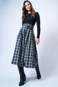Trend Alaçatı Stili Women's Green Belt Buckle Zippered Pleated Midi Length Skirt ALC-X14752 - Image 4