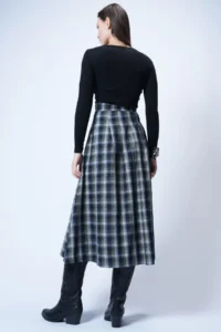 Trend Alaçatı Stili Women's Green Belt Buckle Zippered Pleated Midi Length Skirt ALC-X14752 - Image 7